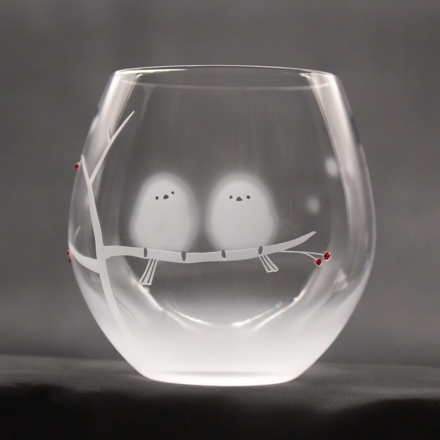 Shimaenaga's Fluffy Tumbler 390ml Glass Tumbler, Made in Japan, Handmade, Sandblasted, Cute, Bird, Accessories, Gift, Stylish, Present, Shimaenaga Lover, Gift, Birthday'