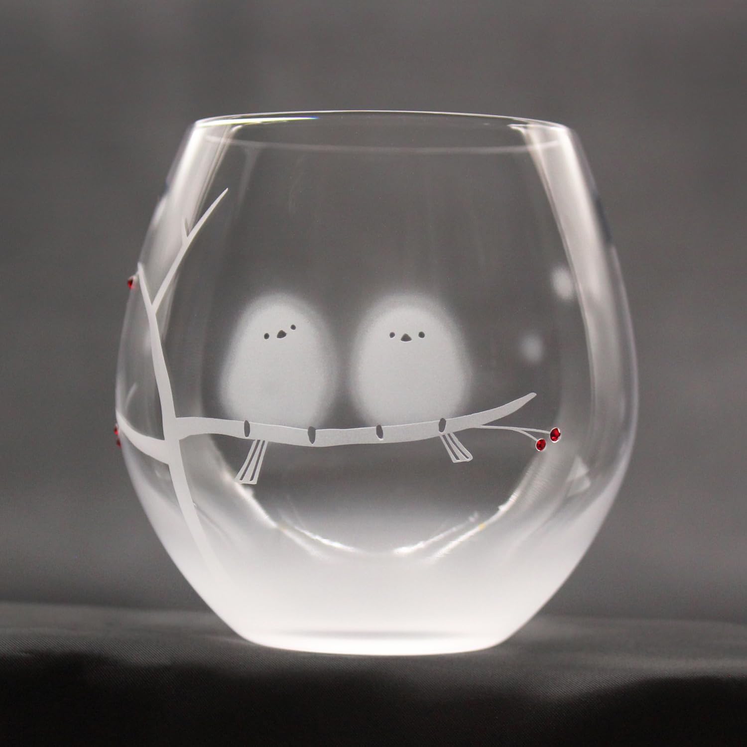 Shimaenaga's Fluffy Tumbler 390ml Glass Tumbler, Made in Japan, Handmade, Sandblasted, Cute, Bird, Accessories, Gift, Stylish, Present, Shimaenaga Lover, Gift, Birthday'