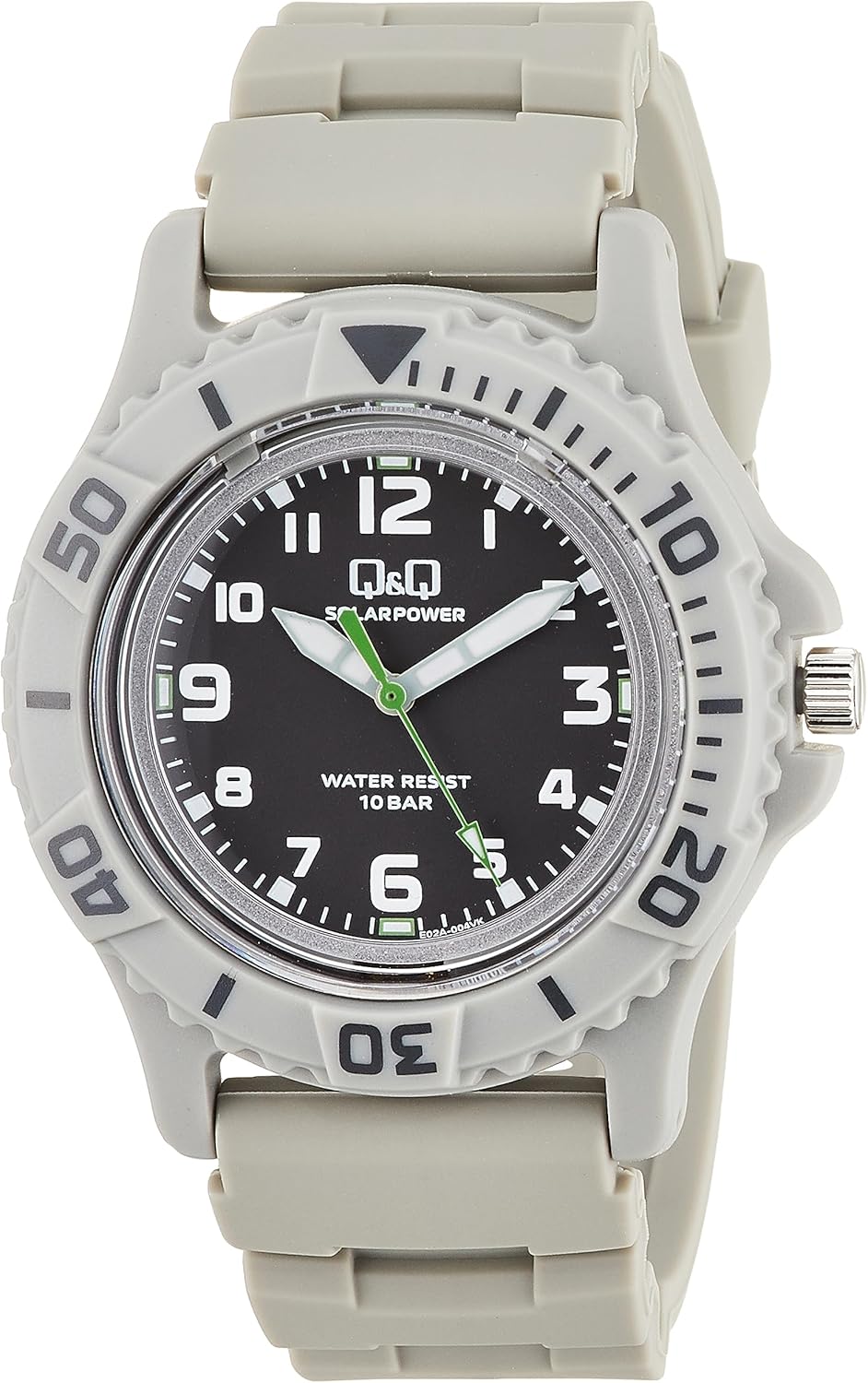 Citizen Q&Q Analog Solar Watch, 10 ATM Water-Resistance, Urethane Strap, gray, Classic