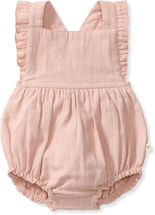 Burt's Bees Baby Mameluco de burbujas para niñas, 100% algodón orgánico de una sola pieza, traje corto y canastilla para niña