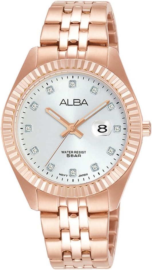 Seiko ALBA Alba Quartz AH7T44X1 Women's Pink Gold Rose Gold Stainless Steel Business Analog Date Calendar Swahski Watch Wristwatch Women's Simple Bracelet [Parallel import goods], gold, Bracelet Type