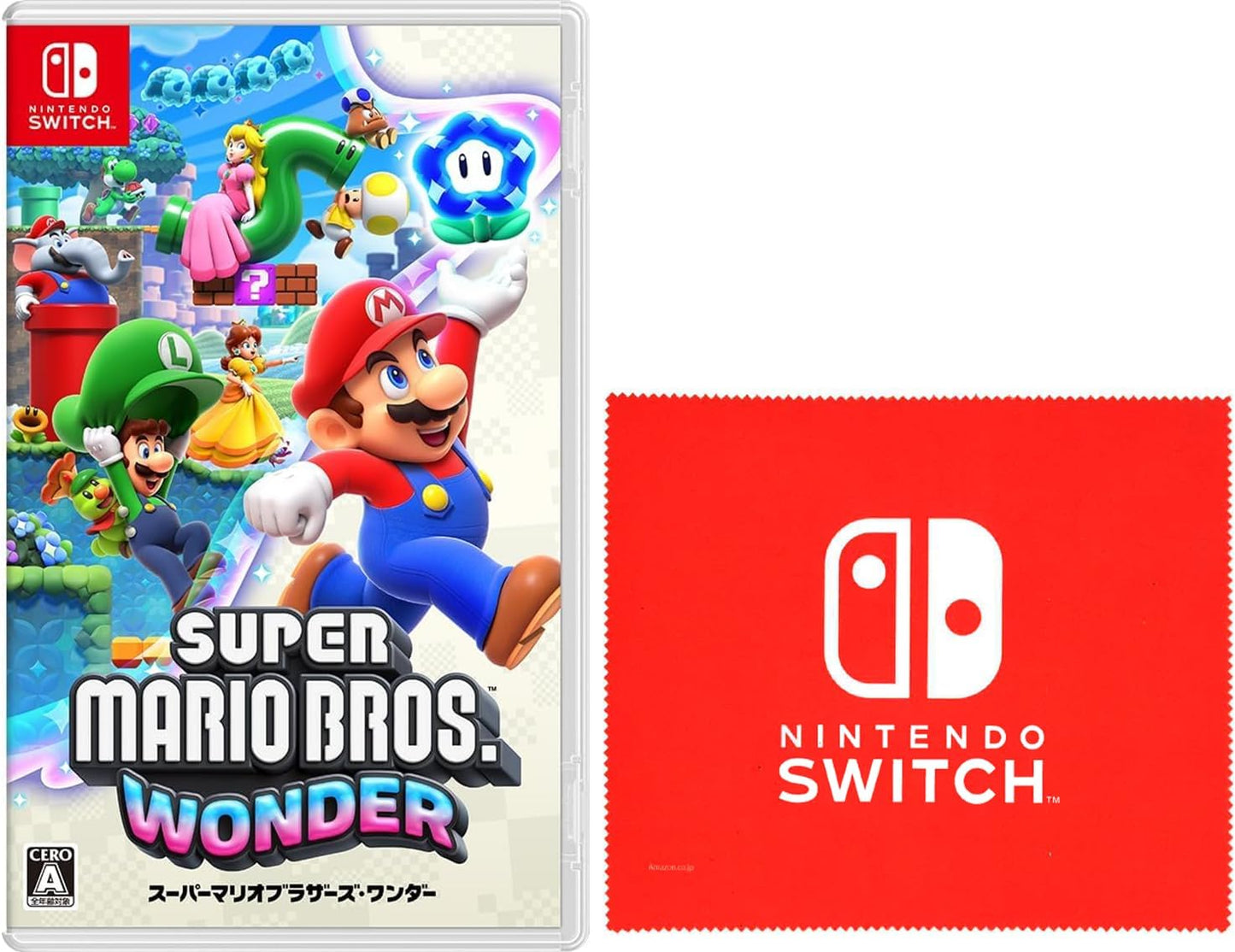 スーパーマリオブラザーズ ワンダー -Switch 【限定特典】Nintendo Switch ロゴデザイン マイクロファイバークロス 同梱