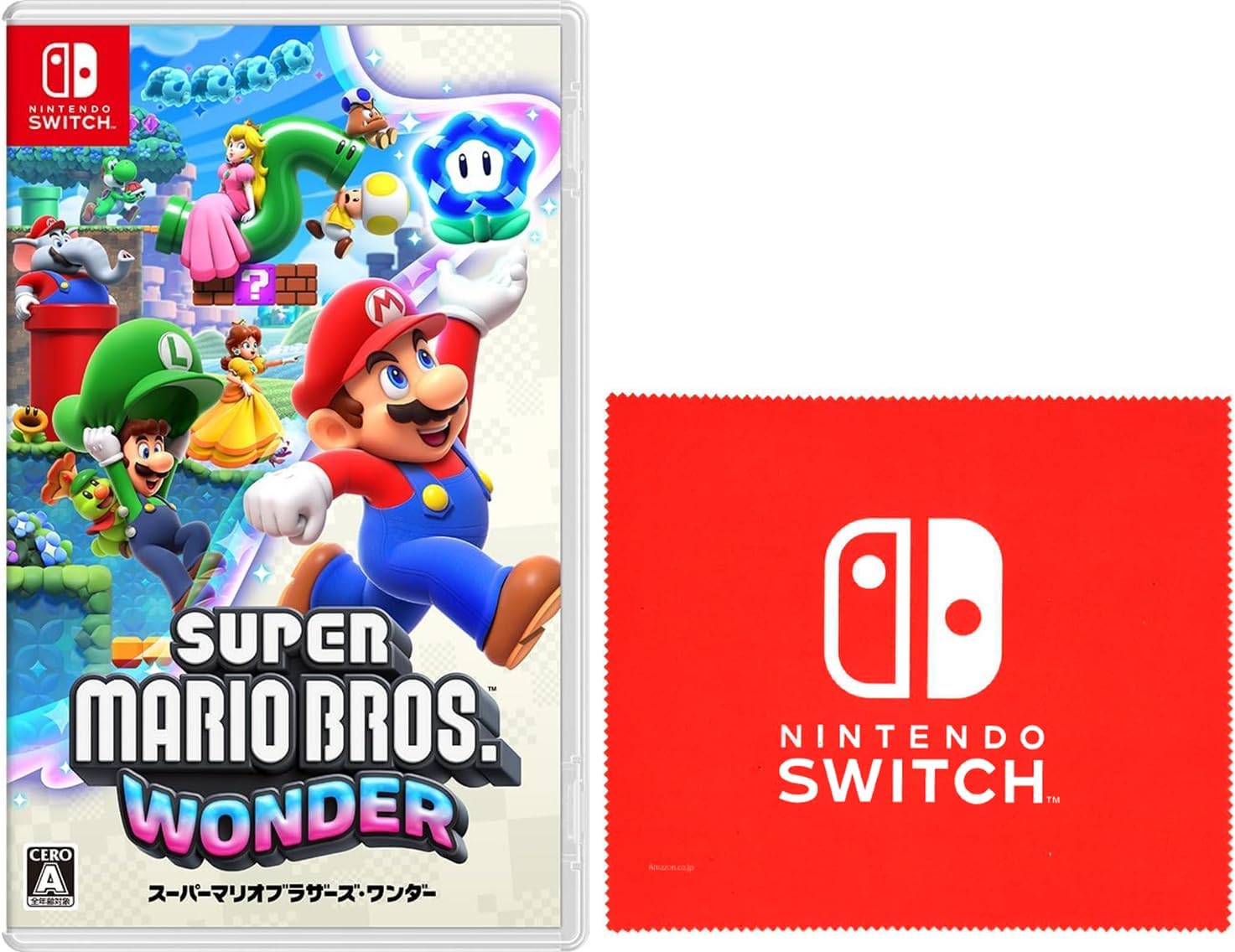 スーパーマリオブラザーズ ワンダー -Switch 【限定特典】Nintendo Switch ロゴデザイン マイクロファイバークロス 同梱