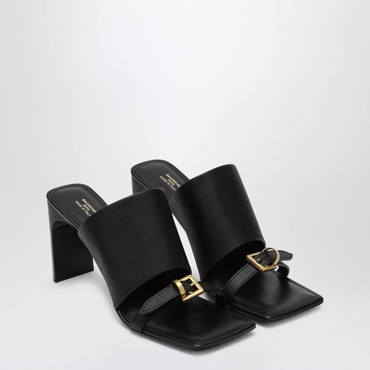 Balenciaga バレンシアガブラックレザーベルエアサンダル - Image 1