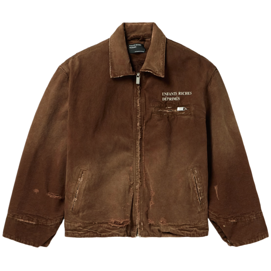 ENFANTS RICHES DÉPRIMÉS 'LOGO' BROWN WORKWEAR ZIP UP JACKET