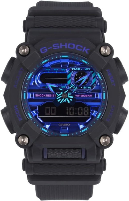 Casio G-Shock G-Shock VIRTUAL BLUE Series Watch, Watch, Men's, Waterproof, Quartz, Analog-Digi, Black, GA-900VB-1A