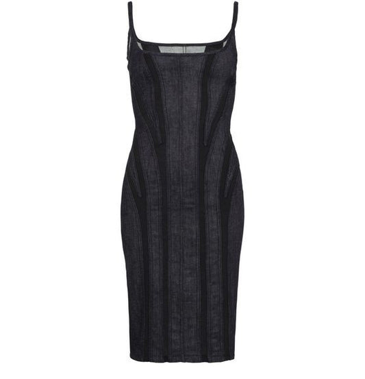 MUGLER コンビ素材 ミニ丈ワンピース - Image 1