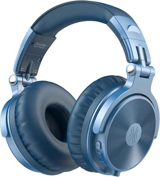 OneOdio Wireless Headphones, Up to 110 Hours of Continuous Playback, Bluetooth Headphones, Heavy Bass, Wired Hi-Res, Multi-Point Support, Built-in Microphone, Hands-Free Calling, Pro C, Blue