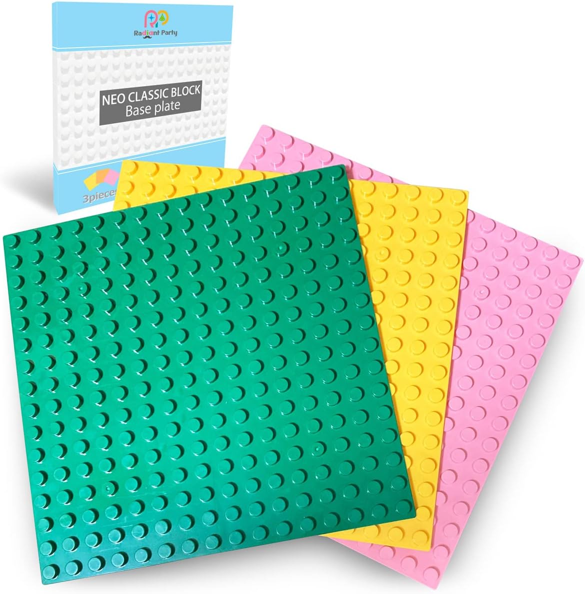 Building Blocks Base Plate DUPLO Anpanman Compatible Base Plate 16×16 Studs 3-Piece Set (1) (Green, Yellow, Pink)