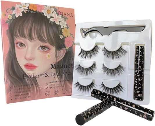 DIANA Magnetic False Eyelash Kit, 3 Types, A Type B Type, C Type Included [Magnetic False Eyelashes, Magnetic Eyelashes, Eyelashes, Repeatedly Used, Reusable, False Eyelashes, Matsueku Magunetic,