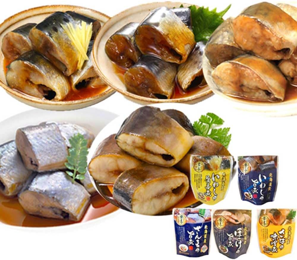 Father's Day Retort, Side Dishes, Storage at Room Temperature, Boiled Fish, 10 Meals, Made in Hokkaido, Can Eat Even Bone, Easy to Range Fisherman's Miso Soup, Japanese Food, Side Dishes, Serving Set,