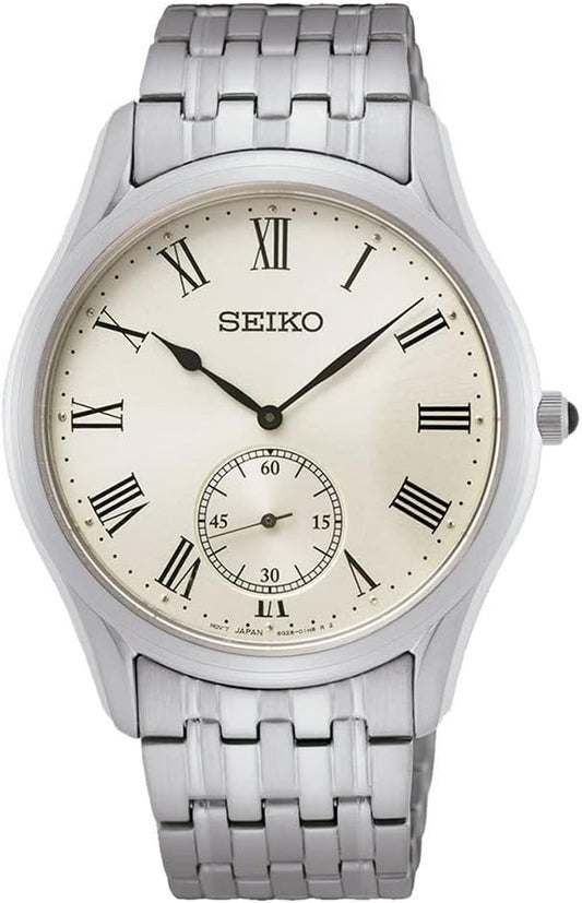 Seiko SRK047P1 Men's Wristwatch, Quartz, Overseas Model, Champagne, Bracelet Type