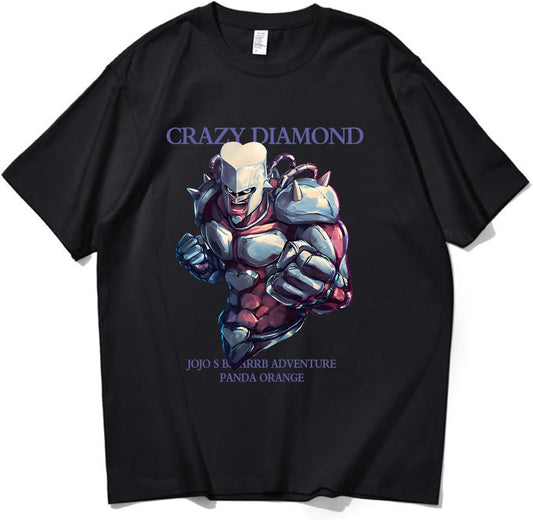 ZimyFuntoy Jojo's Bizarre Adventure Anime T-Shirt, Short Sleeve, Cotton, Unisex, Spring, Summer, Autumn, Round Neck, Disguise, Casual, Large Size, Soft, Sweat Absorbent, Quick Drying, For Work or