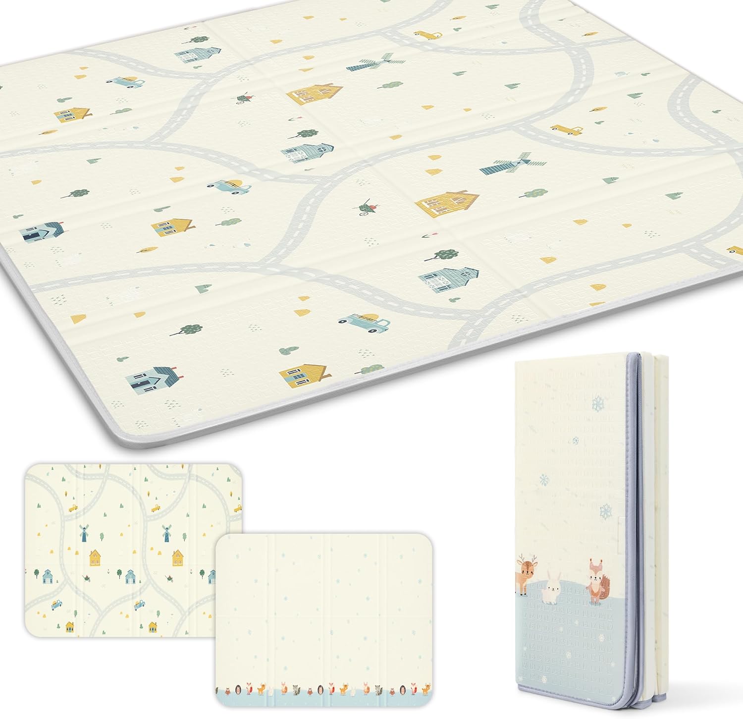 Artake Baby Play Mat, Easy Storage, Thick, Foldable, Waterproof, Soundproof Mat, Baby Nap Mat (Shed + Snow, 78.7 x 70.9 x 0.8 inches (200 x 180 x 2 cm)