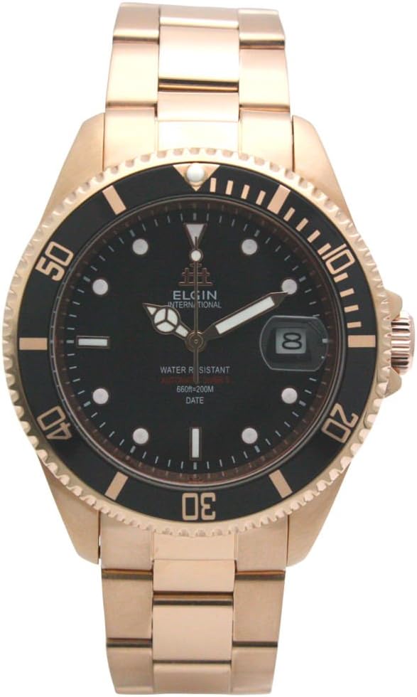 Elgin FK1405PG-B Men's Automatic Watch, Diver's Watch, Rose Gold