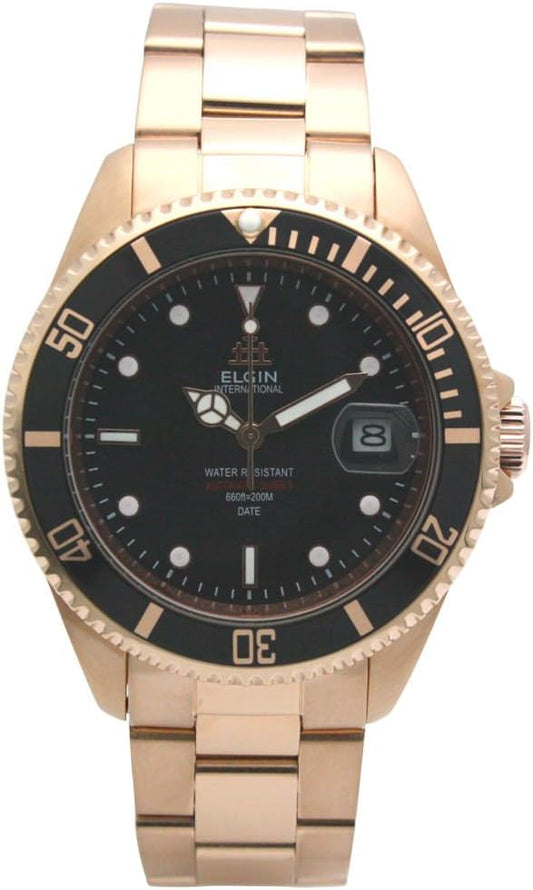 Elgin FK1405PG-B Men's Automatic Watch, Diver's Watch, Rose Gold