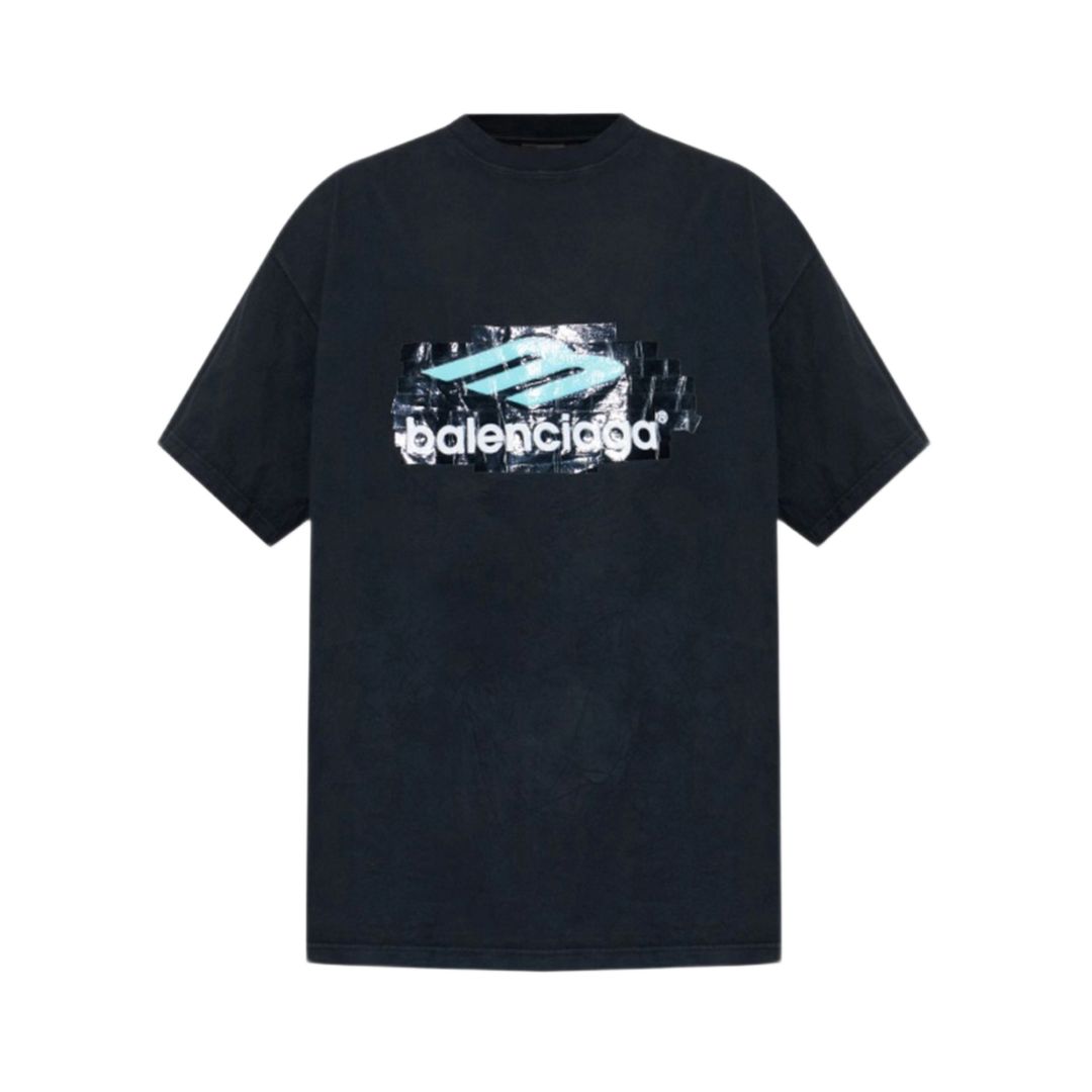 BALENCIAGA NAVY 'TAPE' TEE