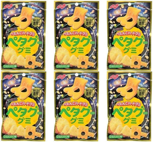 【お試し】ペタグーグミ ゴールデンパイン味 50g まとめ買いセット ハードグミ 噛みごたえ 濃厚パイン (6袋)