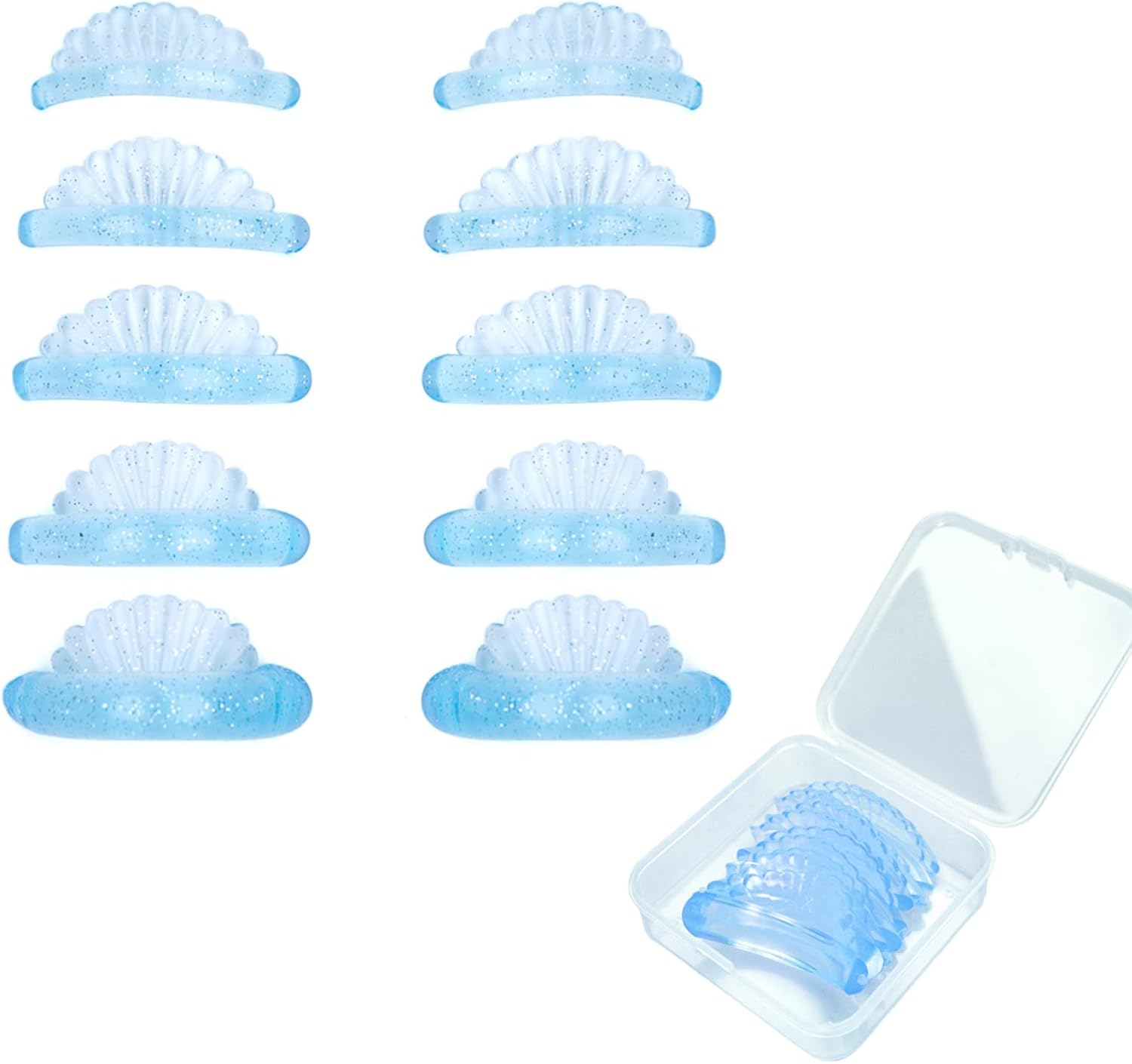 happykau Eyelash Perm 10pcs Eyelash Perm Self Perm Rod Eyelash Lift Silicone Pad Eyelash Perm Pad Auxiliary Tool Extension Perm Cushion Adhesive Super Soft Cute Shell Pearl Shape (10, Blue)