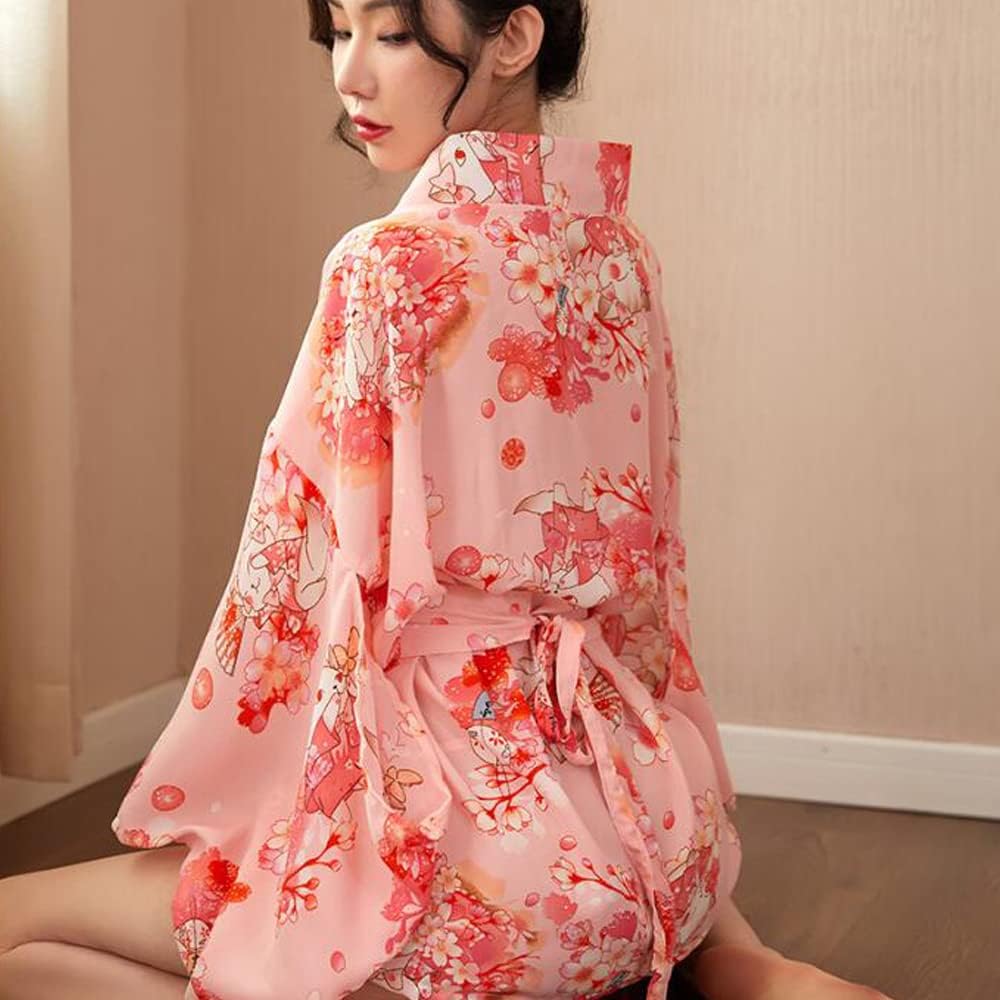 LIKENNY Yukata, 3-piece Set, Cosplay, Sexy, Oiran, Kimono, Yamato Nadeshiko Pajamas, Women's, Floral Pattern, Japanese Style, Lingerie, Popular, Cosplay