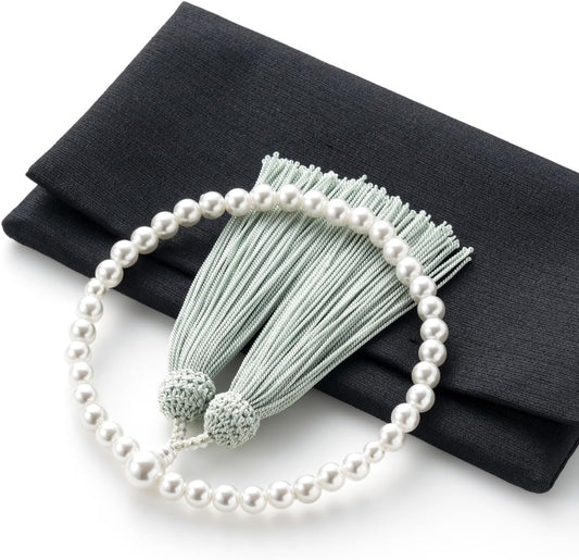 Fukumasado Rosary 【Supervised by Funeral Professionals, Kyoto Traditional Craft】 Women's Pearl Rosary for Funerals, Funeral Services, Vigils, Women, Rosary Bag, Wedding and Funeral Manners BOOK