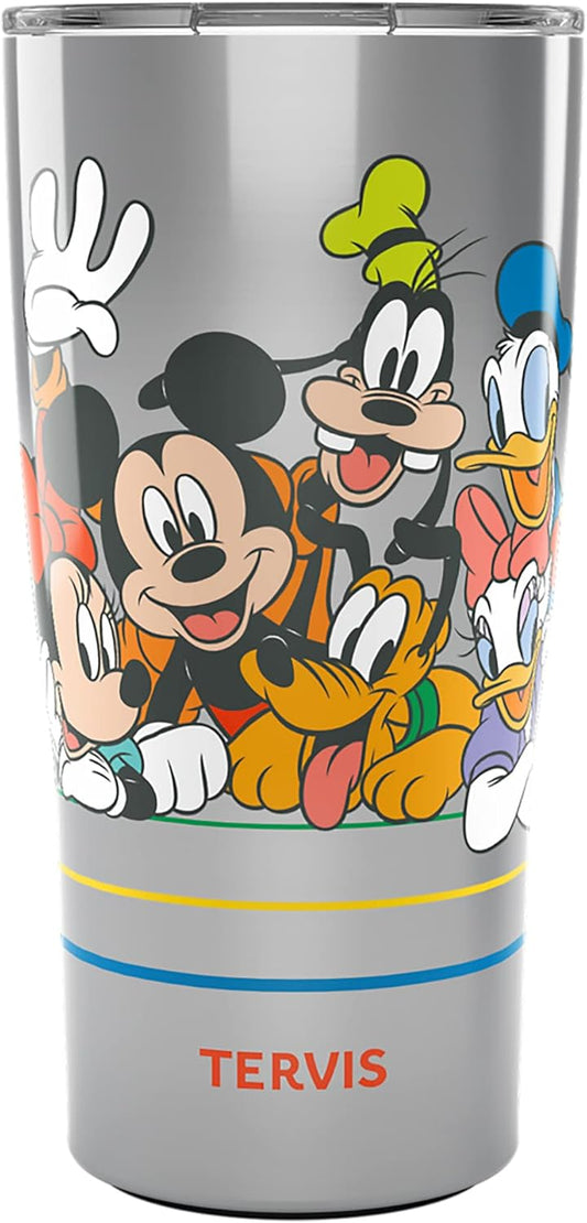 Tervis Traveler Disney Mickey Group - Vaso de viaje de triple pared con aislamiento, mantiene las bebidas frías y calientes, 20 onzas, acero inoxidable