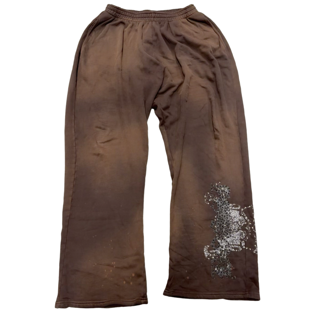 BOSSI 'SKULL & BONES' WASHED BROWN SWEATPANTS