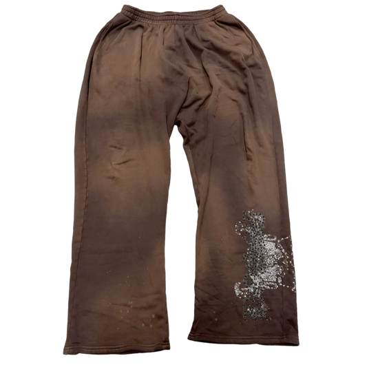 BOSSI 'SKULL & BONES' WASHED BROWN SWEATPANTS