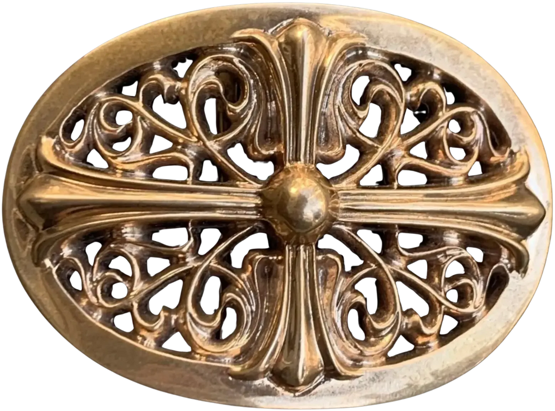 CHROME HEARTS 'BRONZE' OVAL CROSS BELT BUCKLE
