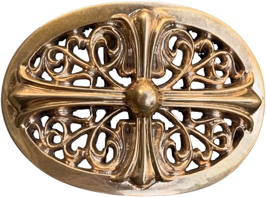 CHROME HEARTS 'BRONZE' OVAL CROSS BELT BUCKLE