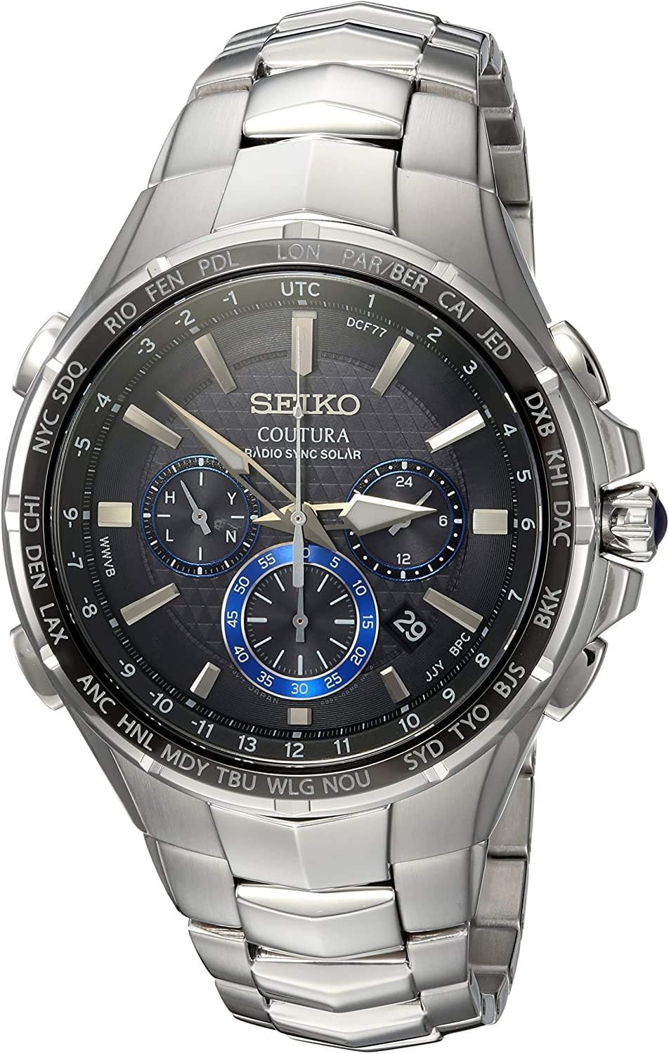 Seiko SSG009 Radio Watch Coutura Radio Sync Solar Chronograph Solar Chronograph Men's, Bracelet Type