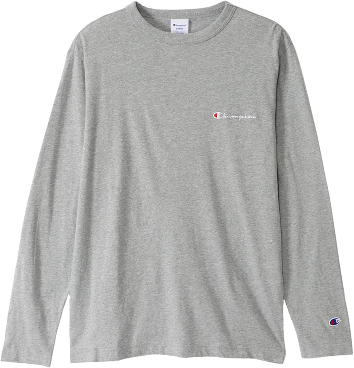 [Champion] ロングTシャツ 長袖 丸首 綿100% 刺繍 スクリプトロゴ ロングスリーブTシャツ ベーシック C8-W420Z メンズ