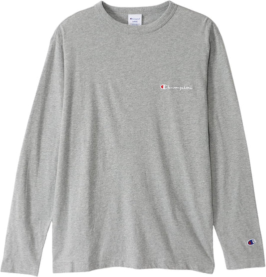 [Champion] ロングTシャツ 長袖 丸首 綿100% 刺繍 スクリプトロゴ ロングスリーブTシャツ ベーシック C8-W420Z メンズ