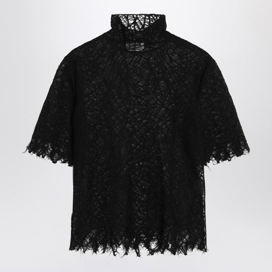 Alexander McQueen アレクサンダーマックイーンブラックスパイダーウェブレーストップ - Image 1