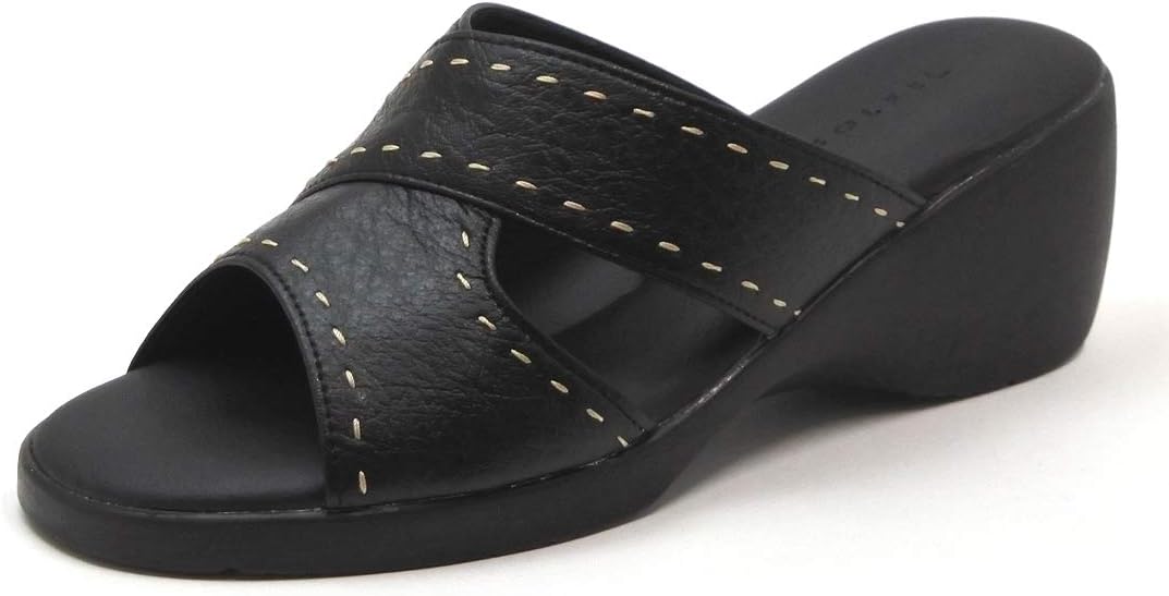 Women's Open Toe Stitch Sandals Beautiful Legs Wedge Sole Made in Japan