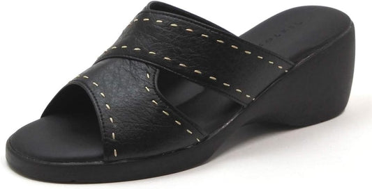 Women's Open Toe Stitch Sandals Beautiful Legs Wedge Sole Made in Japan