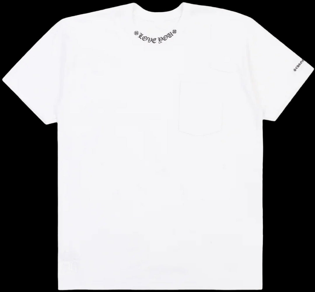 CHROME HEARTS 'LOVE YOU' COLLAR LOGO WHITE TEE