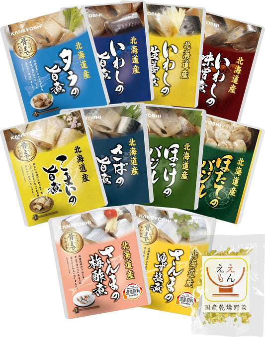 Retort Foods, Side Dishes, Fish & Side Dishes, Variety, 10 Types, 10 Meals, Assortment Set, Kaneyu Storage at Room Temperature, Retort, Pouch, Boiled Fish, Scallops, Dried Japanese Vegetables