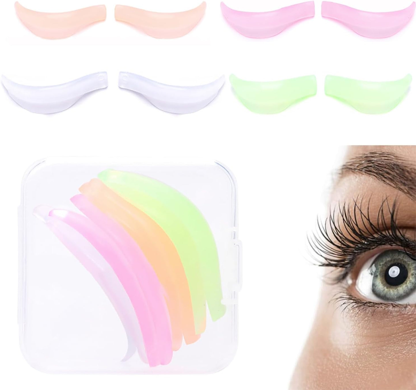 Eyelash Lifter Silicone Pads, Eyelash Perm Lot, Eyelash Lift Silicone Pads (Set of 4), 4 Sizes and Colors, Perfect for Lifting Eyelashes