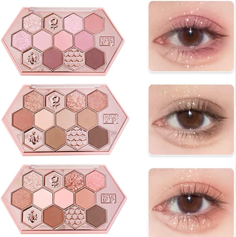 Gecomo Eyeshadow Cute Honeycomb Makeup Palette Waterproof Sweatproof Eye Shadow 10.8 (602# Milk Coffee)