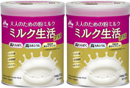 Morinaga Milk Industries, Powder Milk for Adults, 10.6 oz (300 g) x 2 Cans Set (Approx. 30 Uses) Dietary Supplement, 6 Health Support Ingredients