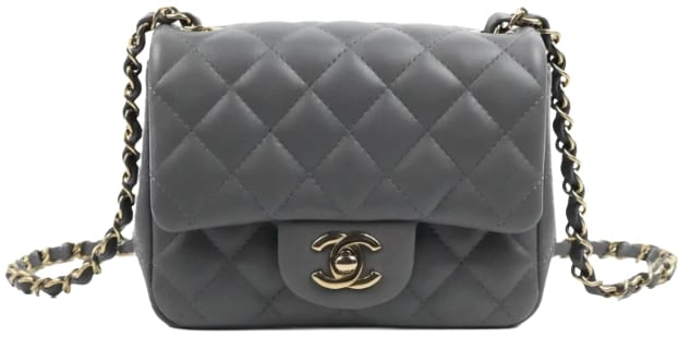 CHANEL 'GREY' MINI SQUARE GOLD HARDWARE FLAP BAG