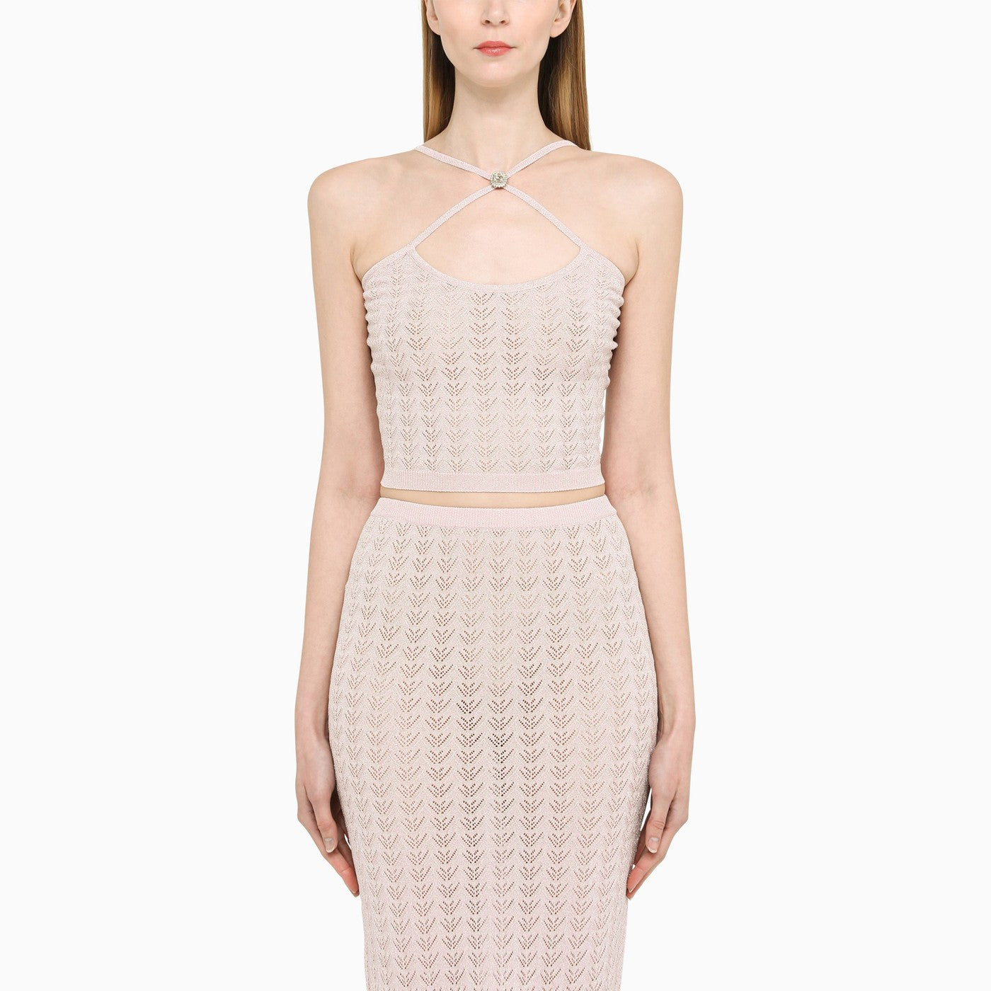 Alessandra Rich アレッサンドラリッチピンククリスクロストップ - Image 1
