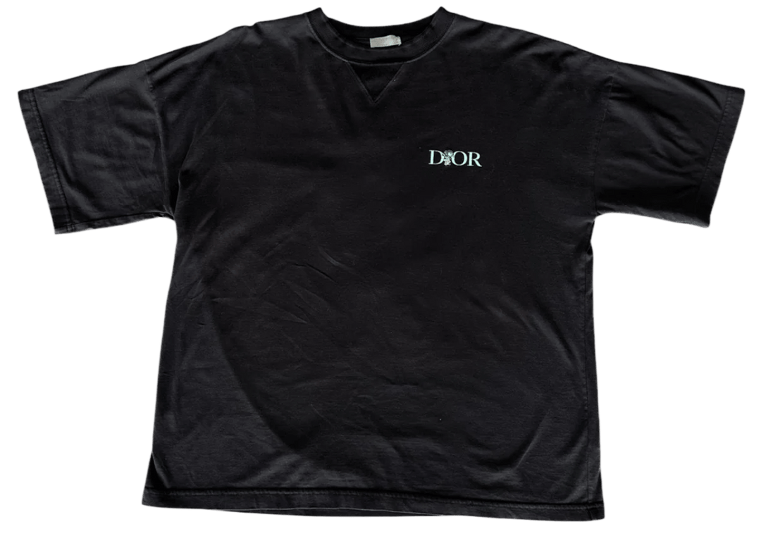 DIOR 'JARDIN FLOWER LOGO' BLACK TEE