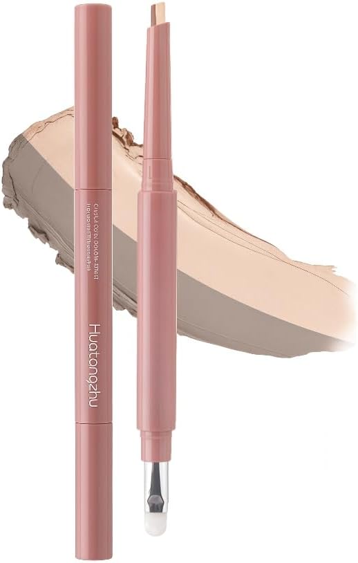 (2025 Newest Popular) Double Core Eyeliner, 2-Color Tearbag Liner, Waterproof Pencil Eyeliner, High Adhesion, Makeup, Includes Brush, Emphasizes the Brightness of Tear Bags with a Single Brush (01