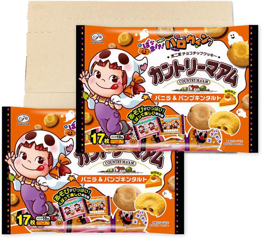 Fujiya Halloween Country Mamu, Vanilla & Pumpkin Tarts, Set of 17 x 2 Bags, PSJBOX Assorted, Cookies, Individually Wrapped, Sweets