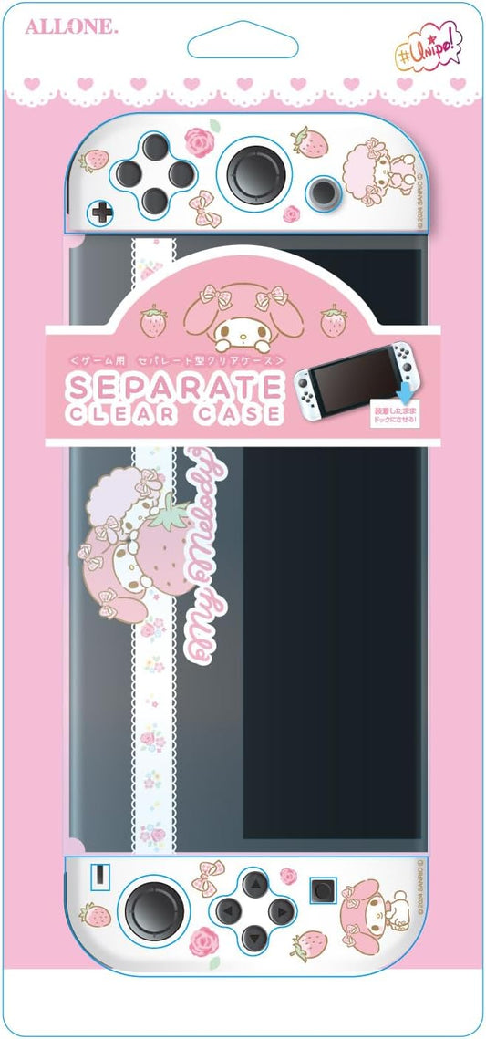 ALLONE (アローン) Game Use Separate Clear Case #Unipo Sanrio Characters My Melody 9.25"*0.59"*3.94" Protects from Scratches and Stains Compatible with Switch OLED Can be Charged While Attached Convenient