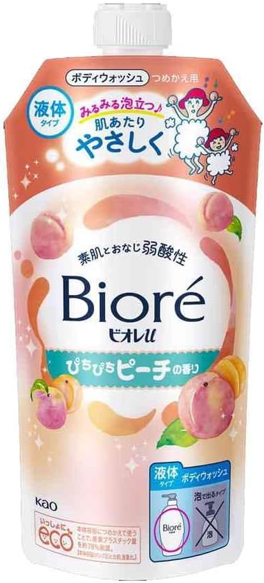 Kao Biore U Pitchi Peach Scent, Refill, 10.8 fl oz (320 ml), Set of 3
