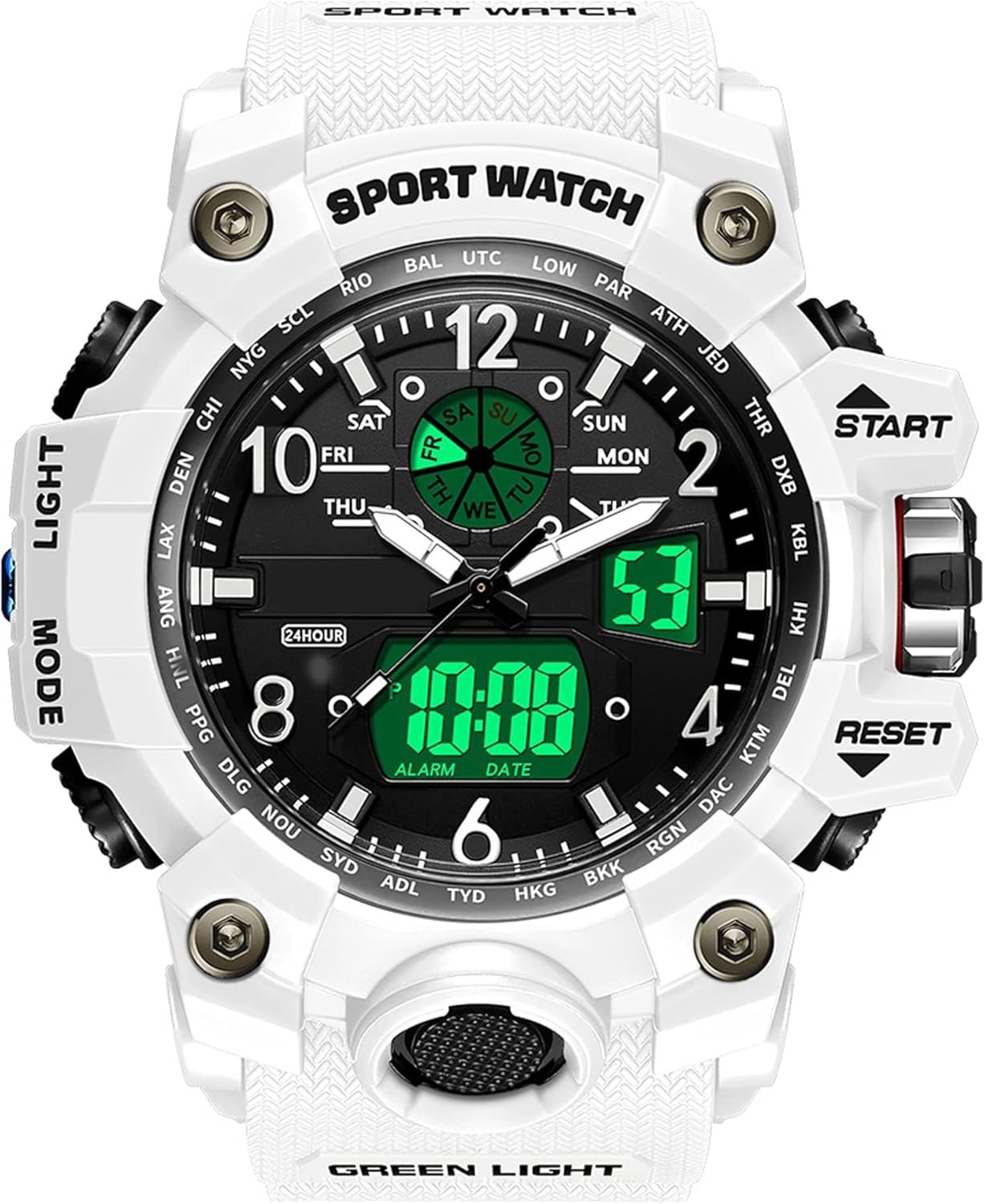 2024 Men's Digital Watch, Sports Stopwatch, Water Compatible, Fashion, Military Style, Running Watch, Dual Time, Dual Time, Alarm, Alarm Clock, Luminous Function, Water Resistant, 166.6 ft (50 m),