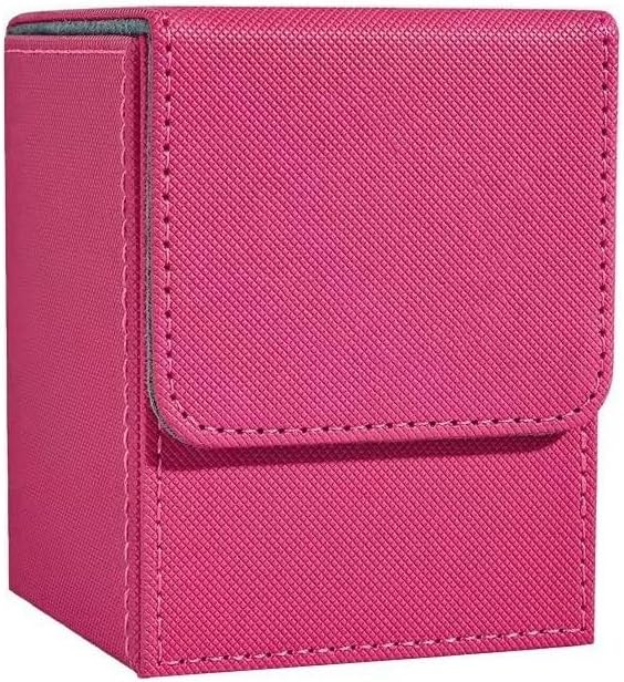 Venssu Deck Case, Trading Card Case, Vertical Insert, Magnet, PU Leather, 100 Pieces, Sleeve Compatible, "Yu-Gi-Oh! Pokemon, Duema, Various Card Game Box" (Rose Red)